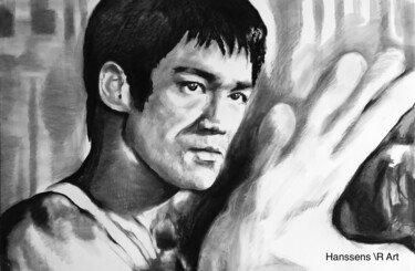Σχέδιο με τίτλο "Bruce Lee (2)" από Richard Hanssens, Αυθεντικά έργα τέχνης, Κάρβουνο
