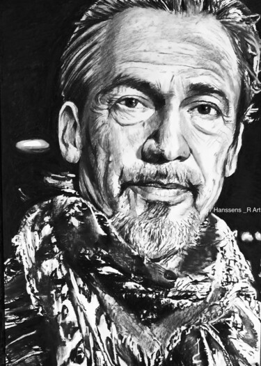 Drawing titled "Florent Pagny" by Richard Hanssens, Original Artwork, Charcoal
