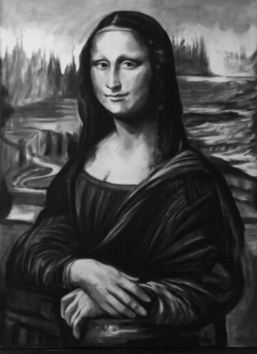 Dessin intitulée "La Joconde (Mona Li…" par Richard Hanssens, Œuvre d'art originale, Acrylique Monté sur Châssis en bois