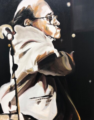 Painting titled "Michel Petrucciani…" by Richard Hanssens, Original Artwork, Oil Mounted on Wood Stretcher frame