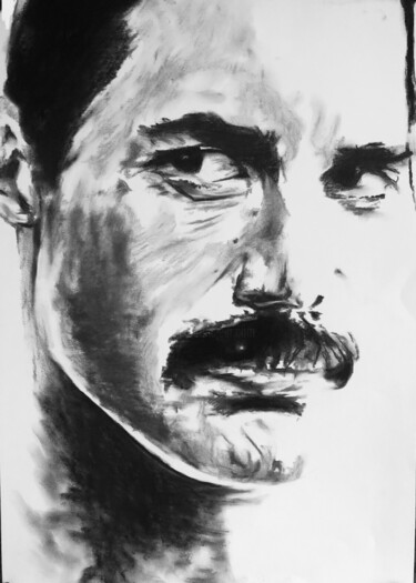 Dibujo titulada "Freddie Mercury" por Richard Hanssens, Obra de arte original, Carbón