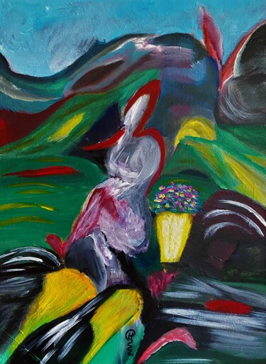 Картина под названием "Flower Girl" - Richard Heiens, Подлинное произведение искусства, Акрил