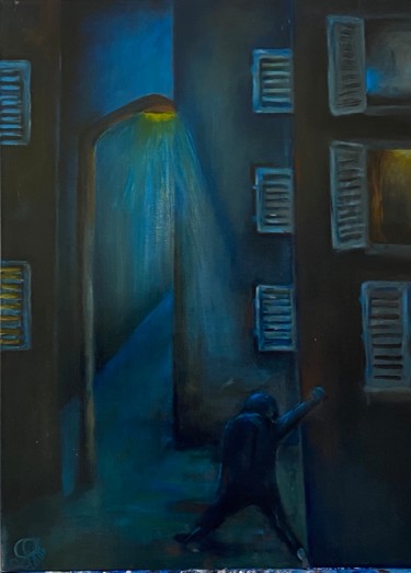 Pittura intitolato "Curfew couvre-feu u…" da Richard Lorimier, Opera d'arte originale, Acrilico Montato su Altro pannello ri…