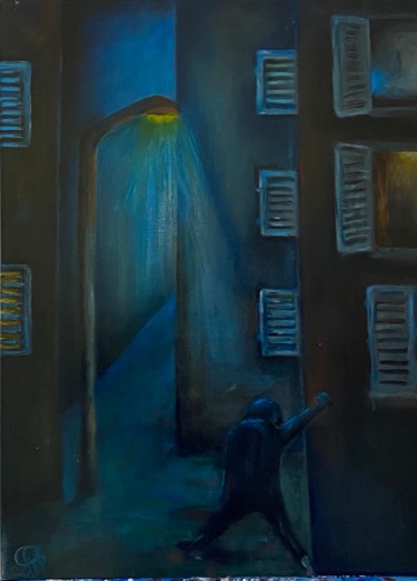 Peinture intitulée "Curfew couvre-feu u…" par Richard Lorimier, Œuvre d'art originale, Acrylique Monté sur Autre panneau rig…