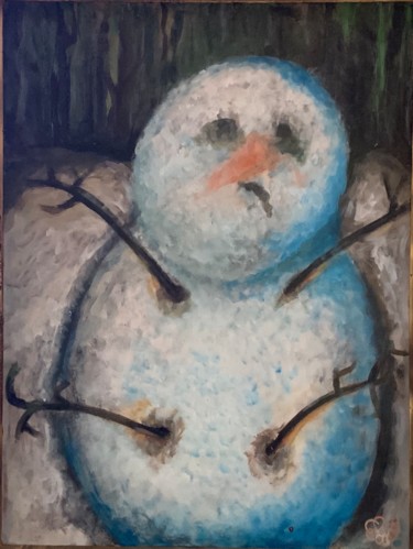 Peinture intitulée "Snowman 1" par Richard Lorimier, Œuvre d'art originale, Acrylique Monté sur Autre panneau rigide