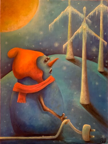 Peinture intitulée "Le DÉPIT de SNOWMAN…" par Richard Lorimier, Œuvre d'art originale, Acrylique