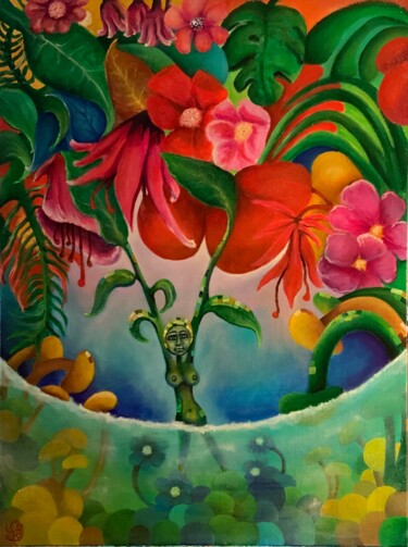 Painting titled "BOTANICAL LINK_ LE…" by Richard Lorimier, Original Artwork, Acrylic