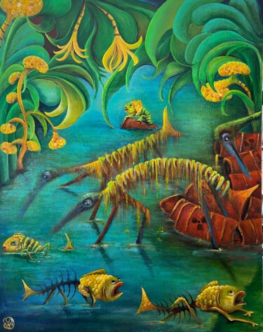 Pintura intitulada "Famille de canards…" por Richard Lorimier, Obras de arte originais, Acrílico