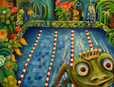 Malerei mit dem Titel "MEGA BASSINE et Clu…" von Richard Lorimier, Original-Kunstwerk, Acryl