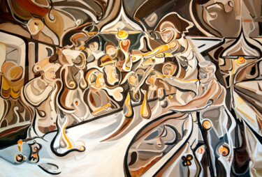 Painting titled "© La penúltima copa" by Richard Martin Vidal, Original Artwork, Oil