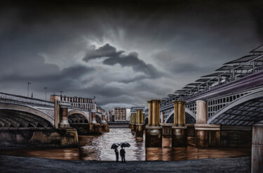 Pintura titulada "Between the bridges…" por Richard Murrin, Obra de arte original, Oleo