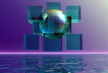 Grafika cyfrowa / sztuka generowana cyfrowo zatytułowany „Cubed sky” autorstwa Richard Murrin, Oryginalna praca, Malarstwo c…
