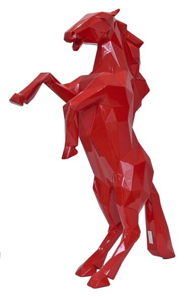 Scultura intitolato "Red Horse" da Richard Orlinski, Opera d'arte originale, Resina