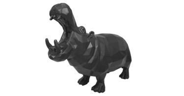 「Hippopotamus」というタイトルの彫刻 Richard Orlinskiによって, オリジナルのアートワーク, 樹脂