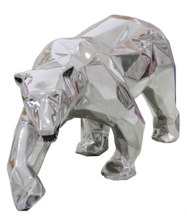 Skulptur mit dem Titel "Walking Silver Wild…" von Richard Orlinski, Original-Kunstwerk, Aluminium