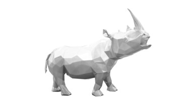 Γλυπτική με τίτλο "White Rhinoceros" από Richard Orlinski, Αυθεντικά έργα τέχνης, Ρητίνη