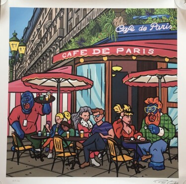 Printmaking titled "Café de Paris" by Richard Orlinski, Original Artwork, Digital Print