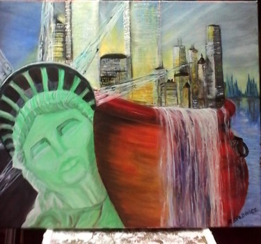 Painting titled "vision personnelle…" by Richard Orlowicz Dit Ror., Original Artwork, Oil Mounted on Wood Stretcher frame