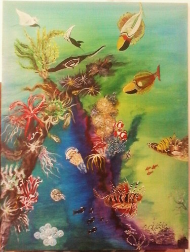 Schilderij getiteld "Alphabet de la mer…" door Richard Orlowicz Dit Ror., Origineel Kunstwerk, Acryl Gemonteerd op Frame voo…