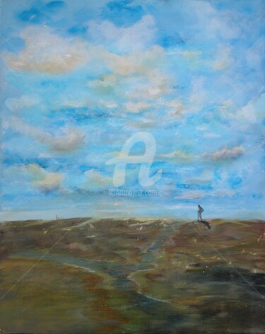 Pintura titulada "Le marcheur solitai…" por Richard Paquette, Obra de arte original, Oleo Montado en Bastidor de camilla de…