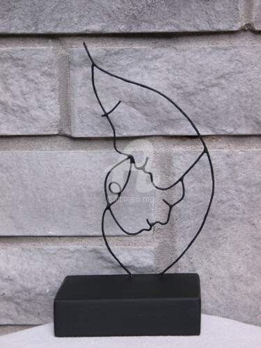 Skulptur mit dem Titel "Mère et son enfant" von Richard Paquette, Original-Kunstwerk, Metalle