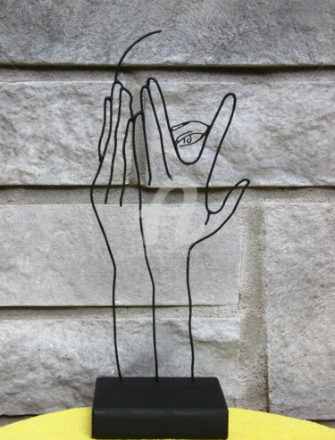 Escultura intitulada "La soeur espiègle" por Richard Paquette, Obras de arte originais, Metais
