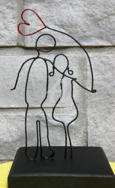 Escultura intitulada "Amour à 2" por Richard Paquette, Obras de arte originais, Metais