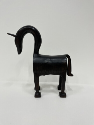 Sculpture titled "Cheval brun" by Richard Pommier, Original Artwork, Bronze