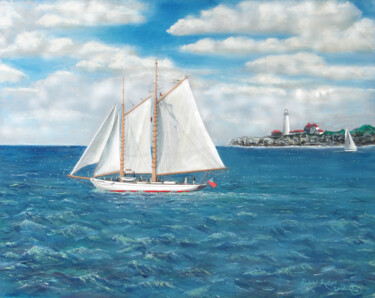 Schilderij getiteld "Sailing around Cape…" door Richard Rollins, Origineel Kunstwerk, Digitale afdruk