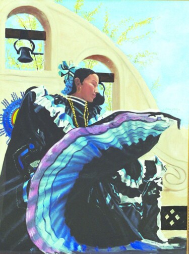 Painting titled "Folklorico Dancer a…" by Richard Rollins, Original Artwork, Digital Print
