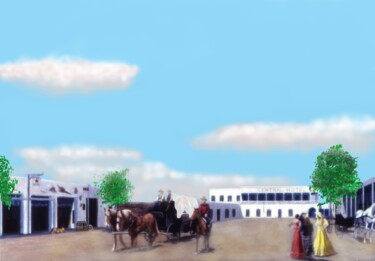 Painting titled "El Paso 1880" by Richard Rollins, Original Artwork, Digital Painting Mounted on Wood Stretcher frame