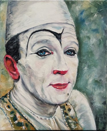 Painting titled "clown blanc" by Richard Van Lierde, Original Artwork, Oil