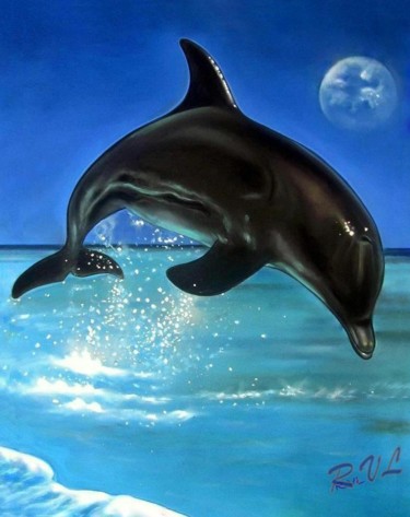 Dessin intitulée "Le dauphin. Fils de…" par Richard Van Lierde, Œuvre d'art originale, Pastel