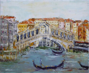 Peinture intitulée "Ponte Rialto Venise" par Richard Walter, Œuvre d'art originale, Huile