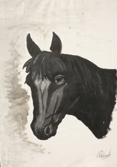 Painting titled "tête de cheval" by Dominique Richard, Original Artwork, Acrylic