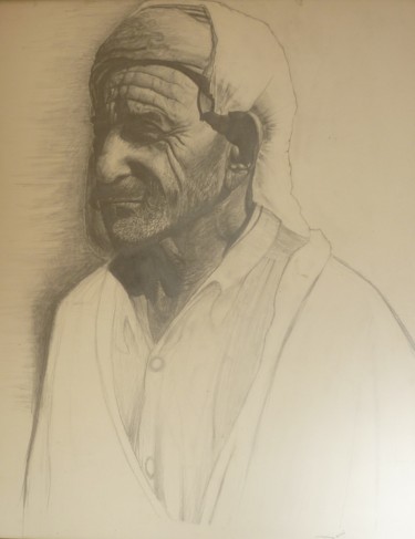 Drawing titled "vieil-arabe.jpg" by Dominique Richard, Original Artwork