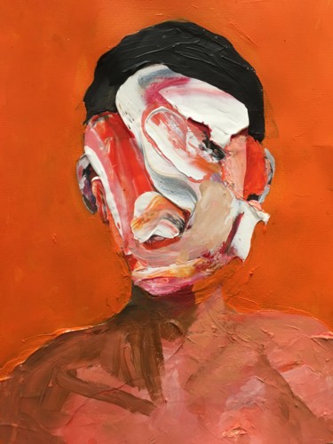 Painting titled "Portrait orange.jpg" by Richard Fremont, Original Artwork, Acrylic