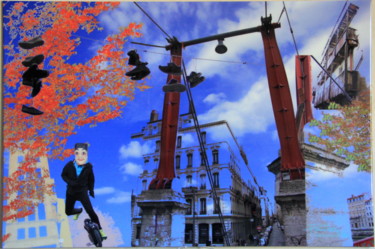 Painting titled "Le patineur masqué" by Richard Magan Ac, Original Artwork, Photo Montage Mounted on Aluminium