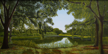 Schilderij getiteld "Hollandse Biesbosch" door Richard Post, Origineel Kunstwerk, Olie