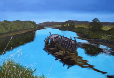 Painting titled "Shipwrek" by Richard Post, Original Artwork, Oil