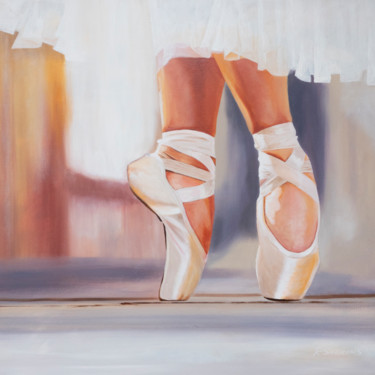 Ζωγραφική με τίτλο "Ballet Shoes" από Richard Seekins, Αυθεντικά έργα τέχνης, Λάδι Τοποθετήθηκε στο Ξύλινο φορείο σκελετό