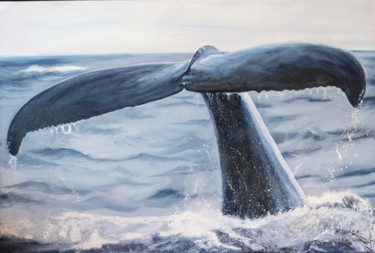 Peinture intitulée "Whale Tail" par Richard Seekins, Œuvre d'art originale, Huile Monté sur Châssis en bois