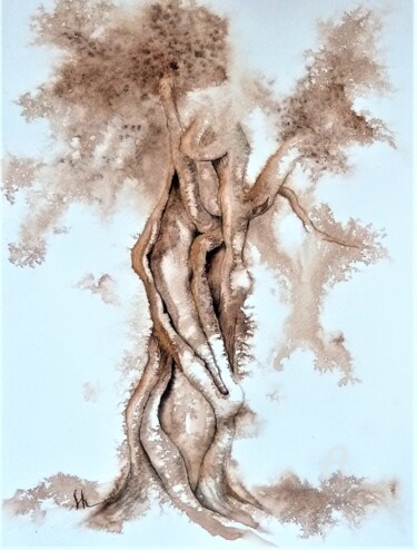 Peinture intitulée "" Le vieil olivier "" par Solveig Gnéma-Richard, Œuvre d'art originale, Autre