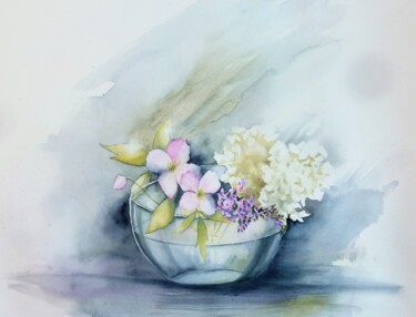 Peinture intitulée "" Un bouquet "" par Solveig Gnéma-Richard, Œuvre d'art originale, Aquarelle
