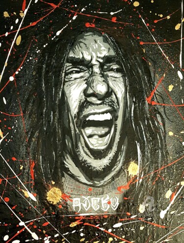 Painting titled "Iggy pop" by Ricky 400ml, Original Artwork, Acrylic Mounted on Wood Stretcher frame