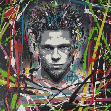 Painting titled "Tyler Durden . figh…" by Ricky 400ml, Original Artwork, Acrylic Mounted on Wood Stretcher frame