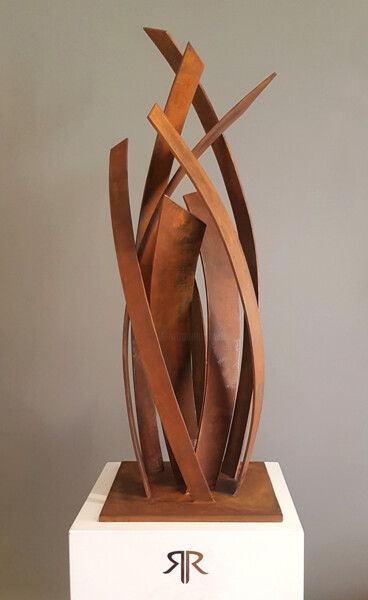 Sculpture titled "Blaze" by Ricky Reese, Original Artwork, Stainless Steel
