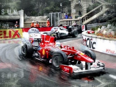 Installazione intitolato "Alonso su Ferrari a…" da Rico1103, Opera d'arte originale