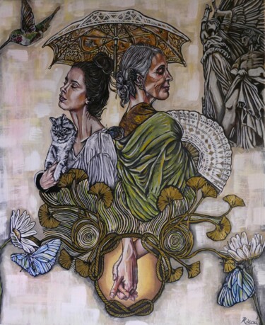 Schilderij getiteld "La fusion" door Ricou', Origineel Kunstwerk, Gouache