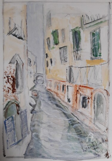 Картина под названием "Canal in Venice" - Richard Ward, Подлинное произведение искусства, Гуашь